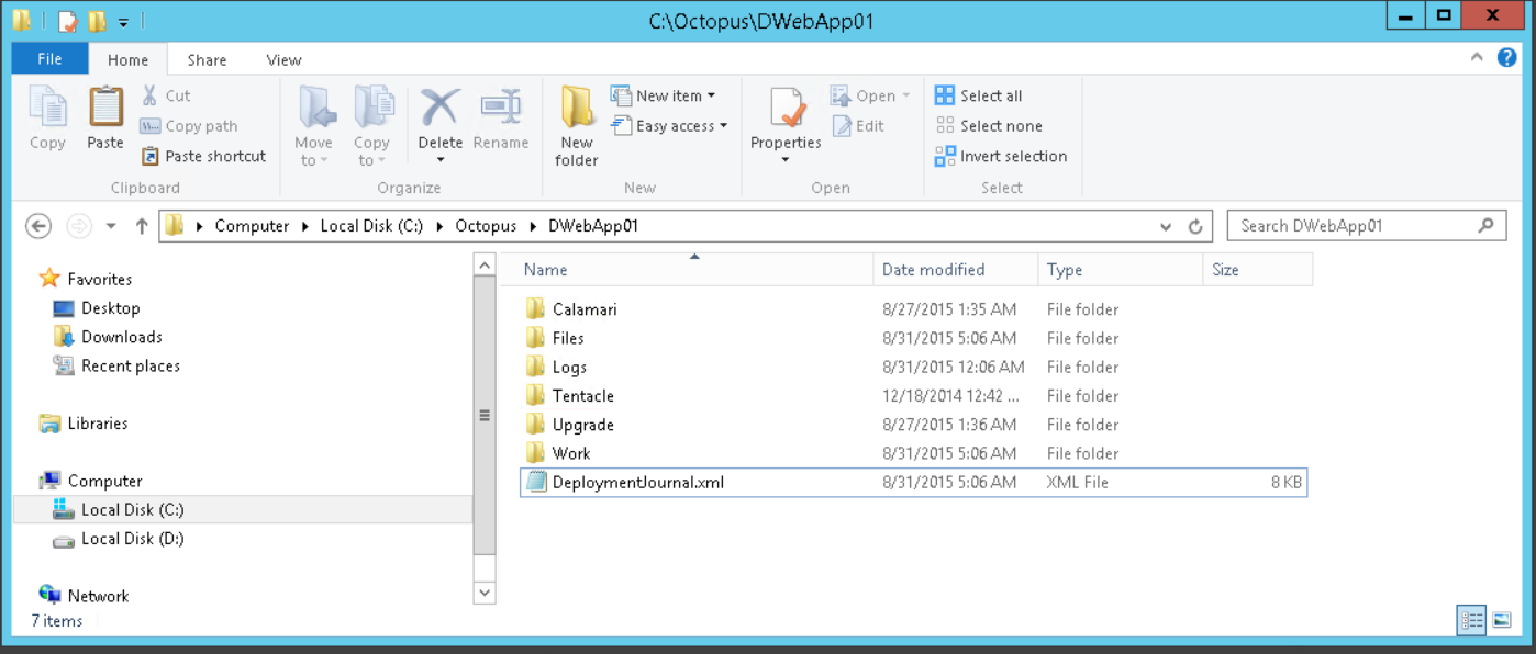 The location of DeploymentJournal.xml on a Windows Tentacle