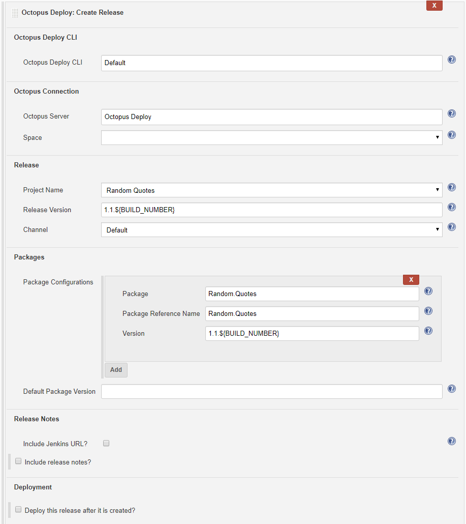 The Create Release action in Jenkins