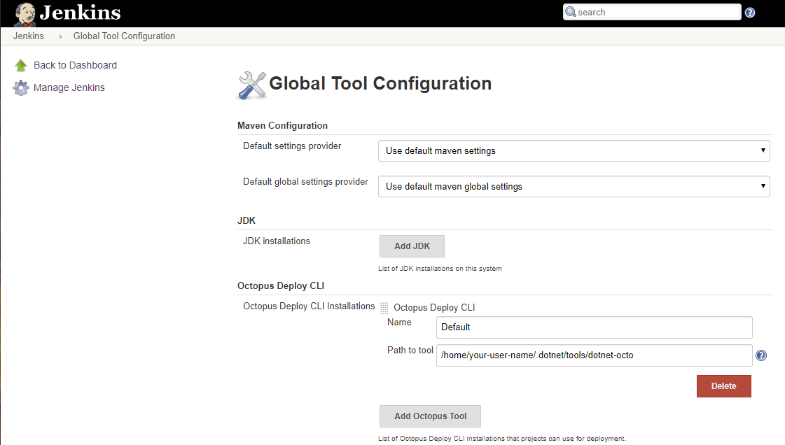 Telling the Jenkins plugin where the Octopus CLI is installed
