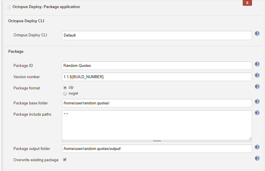 The Package Application action in Jenkins