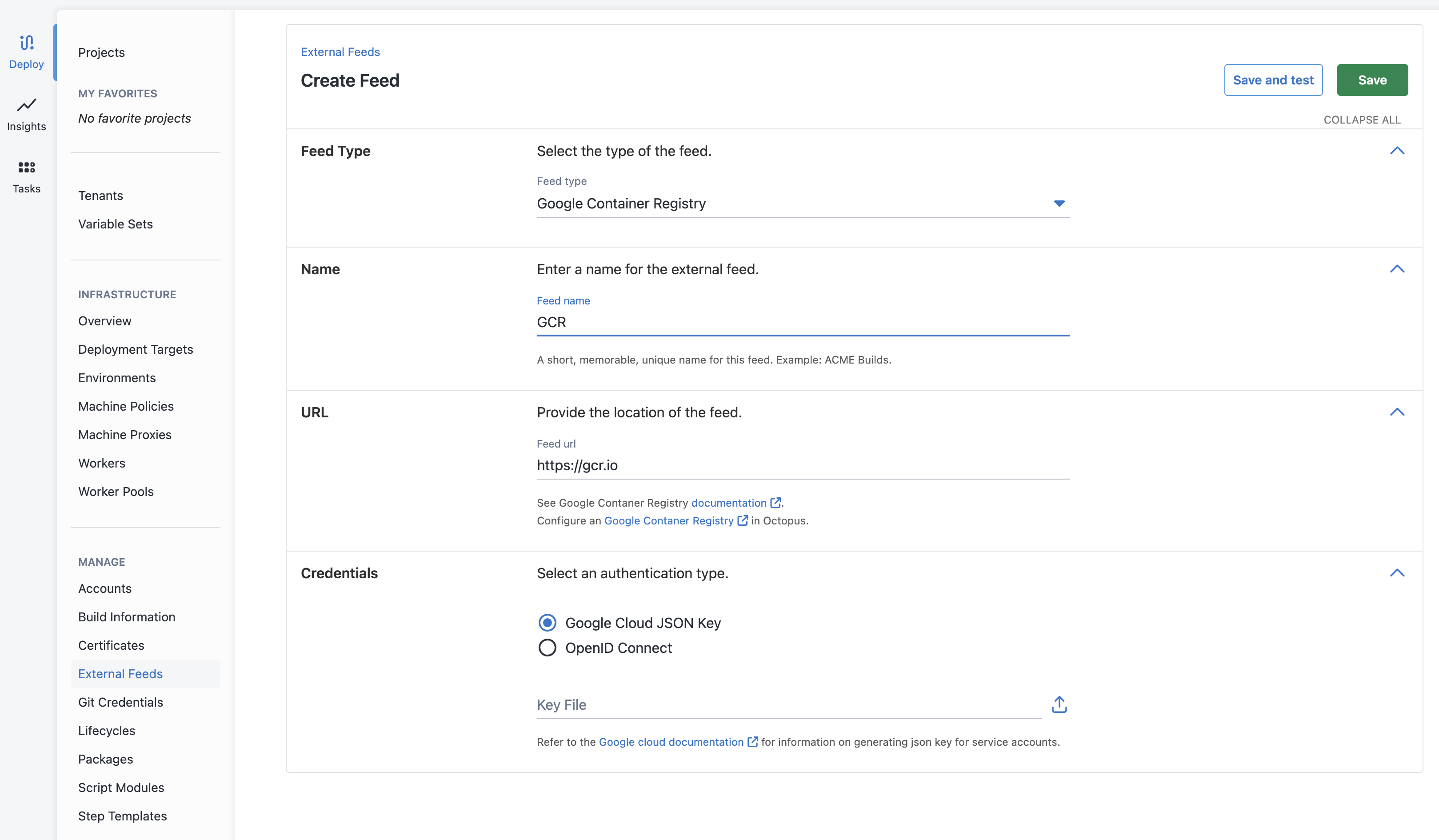 Creating a Google Container Registry feed in Octopus